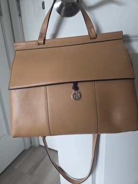 Tory Burch Tan Structured Top-Handle Satchel
